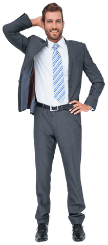 Transparent businessman scratching head in professional attire