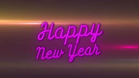 Vibrant Happy New Year Neon Text