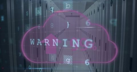 Global Internet Security Alert in Data Center Server Room