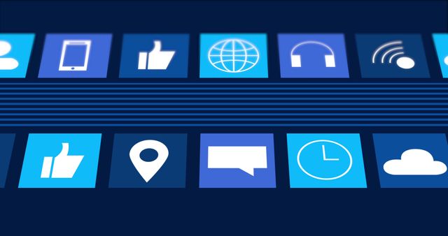 Digital Online Icons on a Blue Interface Background - Download Free Stock Images Pikwizard.com