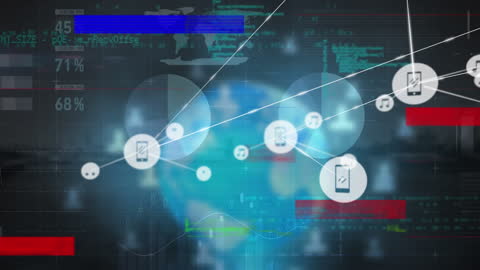 Futuristic Technology Interface with Digital Graphs and Data