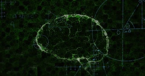 digital brain model with mathematical equations overlay - Download Free Stock Images Pikwizard.com