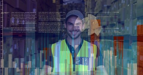 Warehouse worker and data analytics in logistics environment