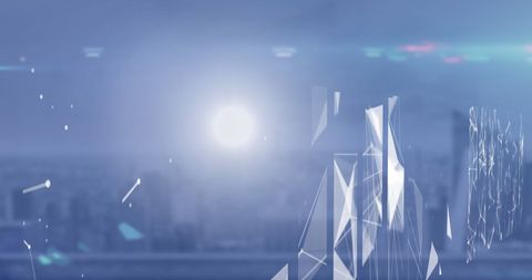 Abstract digital network landscape with blue overlay