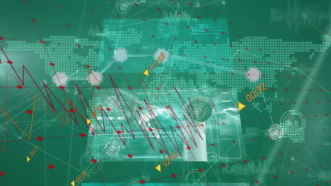 Digitally Connected World with Data Visualizations Over ocean