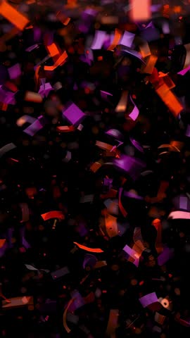 Vertical Loop Spiraling Luminescent Confetti in Futuristic Purple Red Orange Void