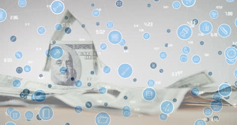 Digital Finance Network Reflected Over US Currency