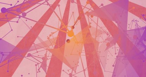 Abstract network mesh featuring linked nodes, translucent triangles and gradient beams