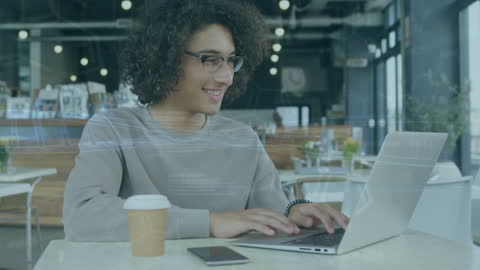 Joyful Moment and Technological Connection in Airy Cafe