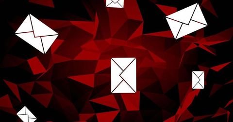 Abstract Digital Envelopes on Red Geometric Background - Download Free Stock Images Pikwizard.com