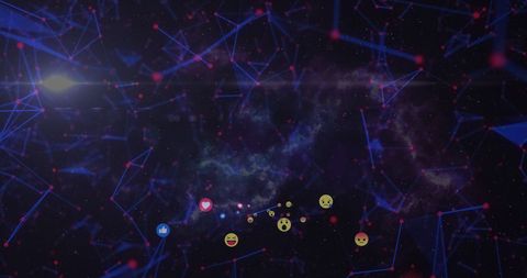 Digital Emojis and Geometric Shapes in Space - Download Free Stock Images Pikwizard.com