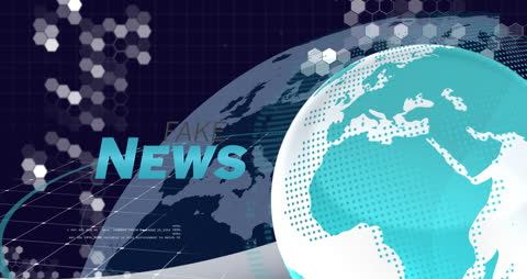 Globe with Fake News Text in Digital Technology Theme