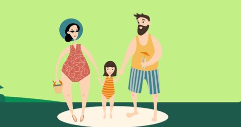 Family in Swimwear with Green Background - Download Free Stock Images Pikwizard.com
