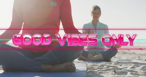 senior women meditating on beach for positive vibes - Download Free Stock Images Pikwizard.com