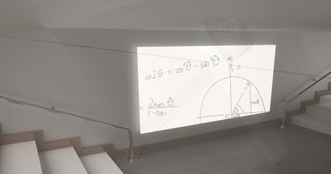 Mathematical Equations Projected on Wall Over Staircase - Download Free Stock Images Pikwizard.com