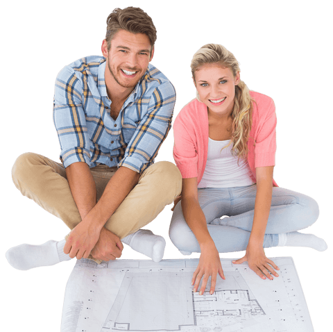 happy couple reviewing transparent home blueprint together - Download Free Stock Videos Pikwizard.com