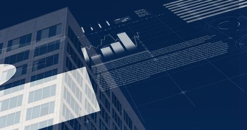 Digital Financial Data Overlaid on Modern Architecture - Download Free Stock Images Pikwizard.com