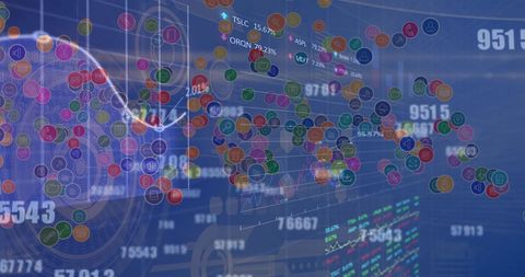 Digital Rendering of Dynamic Stock Market Data with Overlaying Graphics - Download Free Stock Images Pikwizard.com