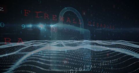 Digital padlock symbolizing cybersecurity reflected in number patterns