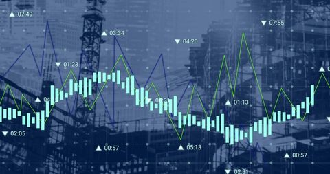 Financial Data Overlay on Busy Construction Site - Download Free Stock Images Pikwizard.com