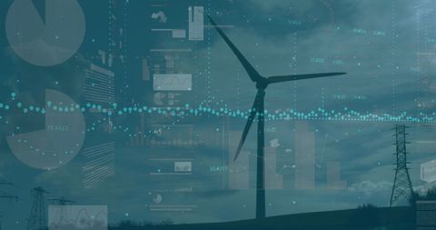 Digital Energy Insights with Wind Turbine and Data Visualization - Download Free Stock Images Pikwizard.com