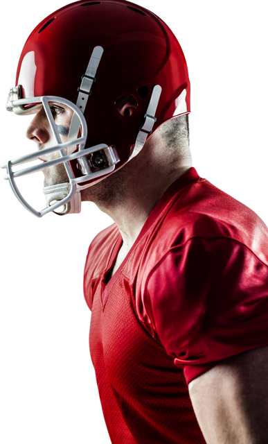 Focused American Football Player in Profile with Helmet - Download Free Stock Videos Pikwizard.com