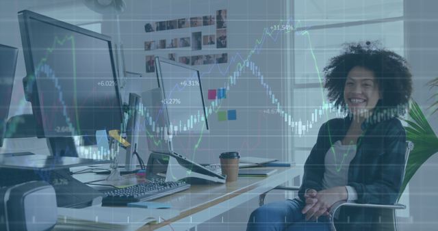 Confident Businesswoman Analyzing Stock Market Data in Office - Download Free Stock Images Pikwizard.com