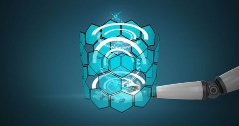 Futuristic dna and robotics combining in digital interface concept