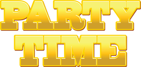 Golden Party Time Text on Transparent Background