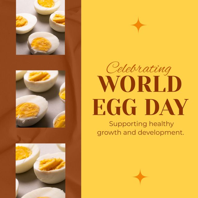 Celebrating World Egg Day with Halved Boiled Eggs Collage - Download Free Stock Templates Pikwizard.com