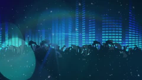 Vibrant Dance Party with Colorful Digital Lights