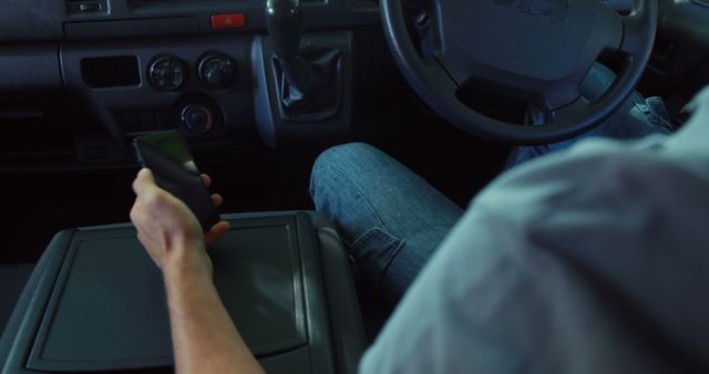 Driver Using Smartphone in Car at Night for Navigation or Messaging - Download Free Stock Images Pikwizard.com