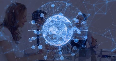 Business Colleagues Analyzing Digital Network Sphere - Download Free Stock Images Pikwizard.com