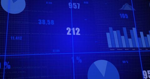 Digital interface displaying financial data charts and graphs