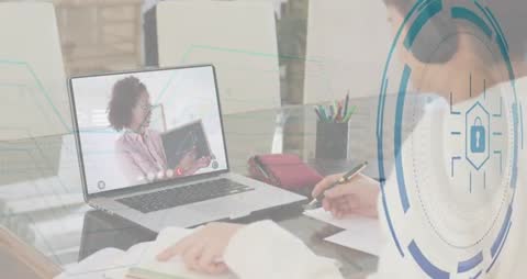 Engaged Student Participating in Secure Online Geometry Lesson