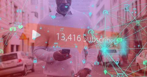 Man Connecting Globally through Social Network Subscriptions - Download Free Stock Images Pikwizard.com