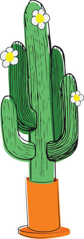 whimsical cactus in orange pot with flowers on transparent background - Download Free Stock Videos Pikwizard.com