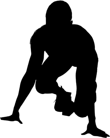 Running male silhouette on transparent background