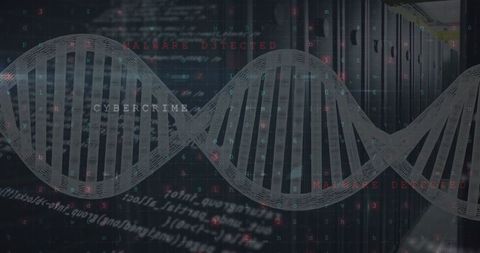 DNA Helix in Data Center with Cybercrime Conceptual Overlay