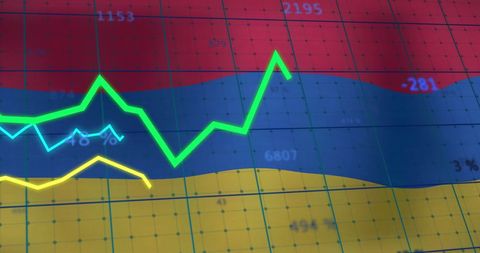 Armenian Flag with Financial Graph Overlay Depicting Market Trends - Download Free Stock Images Pikwizard.com