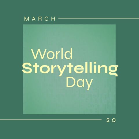 World Storytelling Day Celebratory Graphic on Green Background - Download Free Stock Templates Pikwizard.com