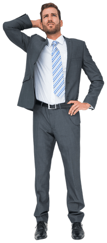 Confused Caucasian Businessman in Formal Suit, Transparent Background