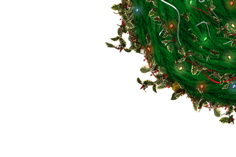 Elegant Christmas Pine Garland Illustration on Transparent Background