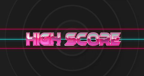 Retro High Score Text on Black Circular Background