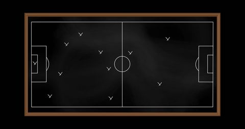 Football Game Strategy on Blackboard Drawing Tactics