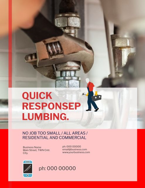 Plumber Fixing Pipes Emergency Repair Service Advertisement - Download Free Stock Templates Pikwizard.com