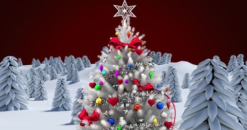 Decorated Christmas Tree in Snowy Winter Landscape - Download Free Stock Images Pikwizard.com
