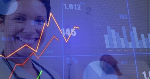 Doctor with Stethoscope and Digital Data Visualization in Healthcare