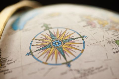 Vintage Compass Rose Focusing on Colorful Directional Star Enhancing Travel Navigation Design