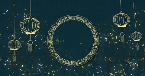 Golden Chinese Traditions Festive Background with Confetti - Download Free Stock Images Pikwizard.com